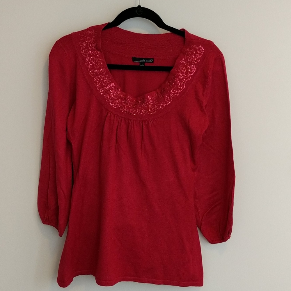 Sweater sequin glamorous scoop neck pullover
